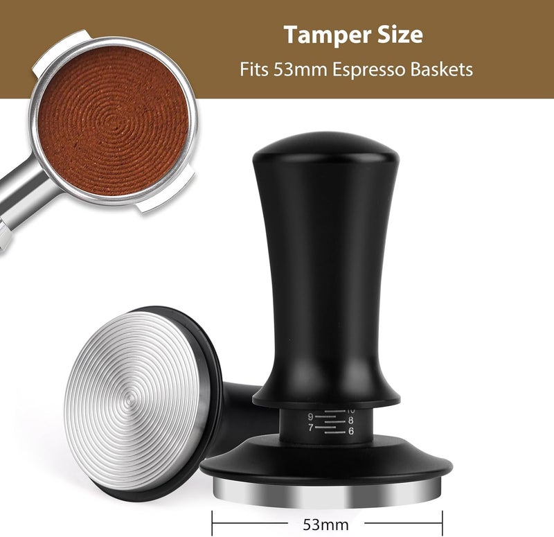 Attsky 53mm Espresso Tamper, Coffee Tamper for Espresso Machine, Espresso Tamp with Spring Loaded Tamper, Depth-adjustable Espresso Hand Tampers 53mm - Image 2